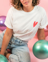 Women's red heart T-shirt