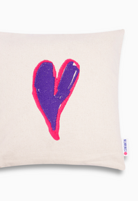 Coussin cœur violet mat