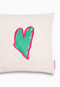 Coussin cœur vert mat