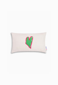 Coussin cœur vert mat