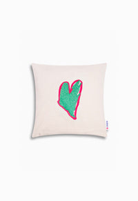 Coussin cœur vert mat