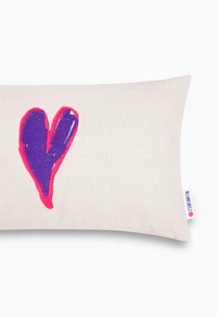 Coussin cœur violet mat