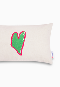Coussin cœur vert mat