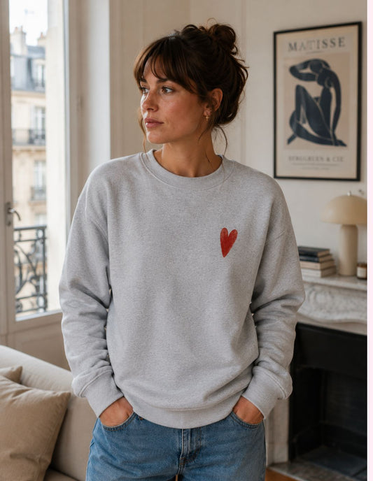 Women's Dark Navy Sweatshirt – Custom Drawing Embroidery
